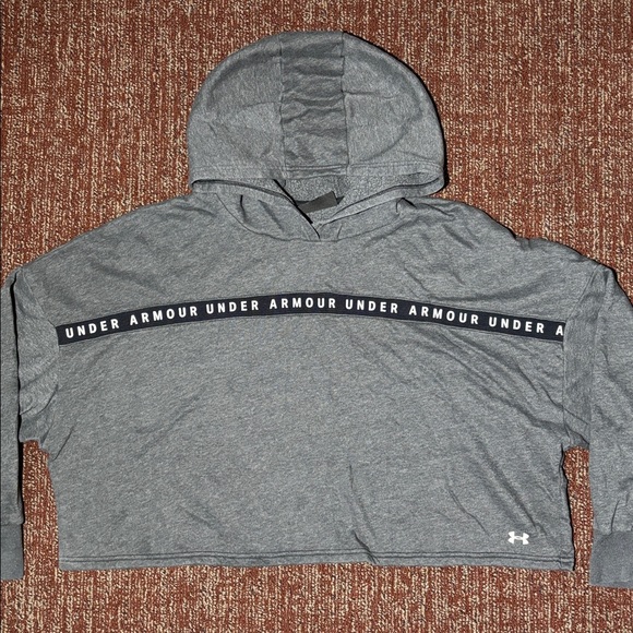 Under Armour Tops - cropped charcoal hoodie mesh panel wide fit crop sweatshirt boxy relaxed active
